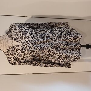 Lauren Ralph Lauren Black & Cream Cotton String Waist Size PM Floral Feminine